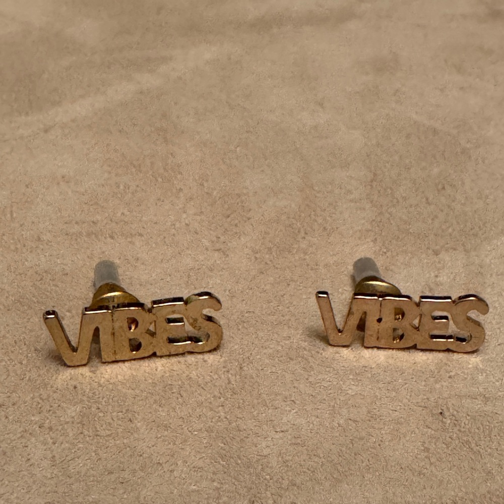 Gold 'VIBES' Stud Earrings